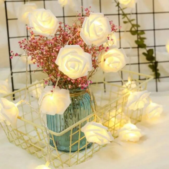 Guirlande lumineuse rose blanche